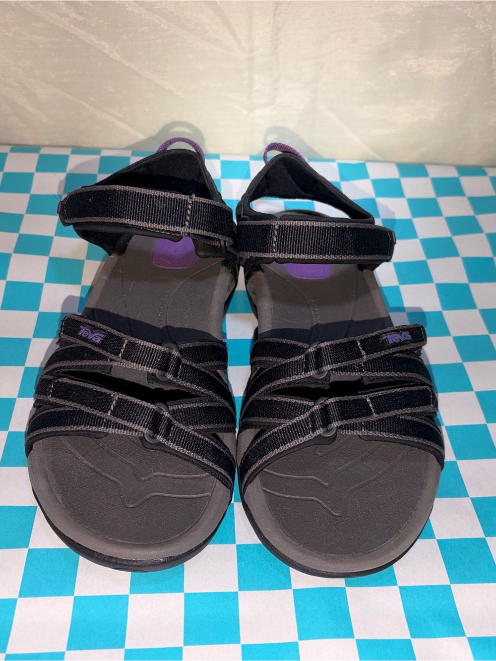 Teva Black Sandals with Subtle Purple Accents